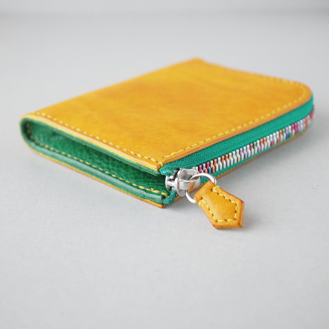 イタリアンレザー マルゴーとリネアヴァスカボックスを使ったL字型ファスナー財布