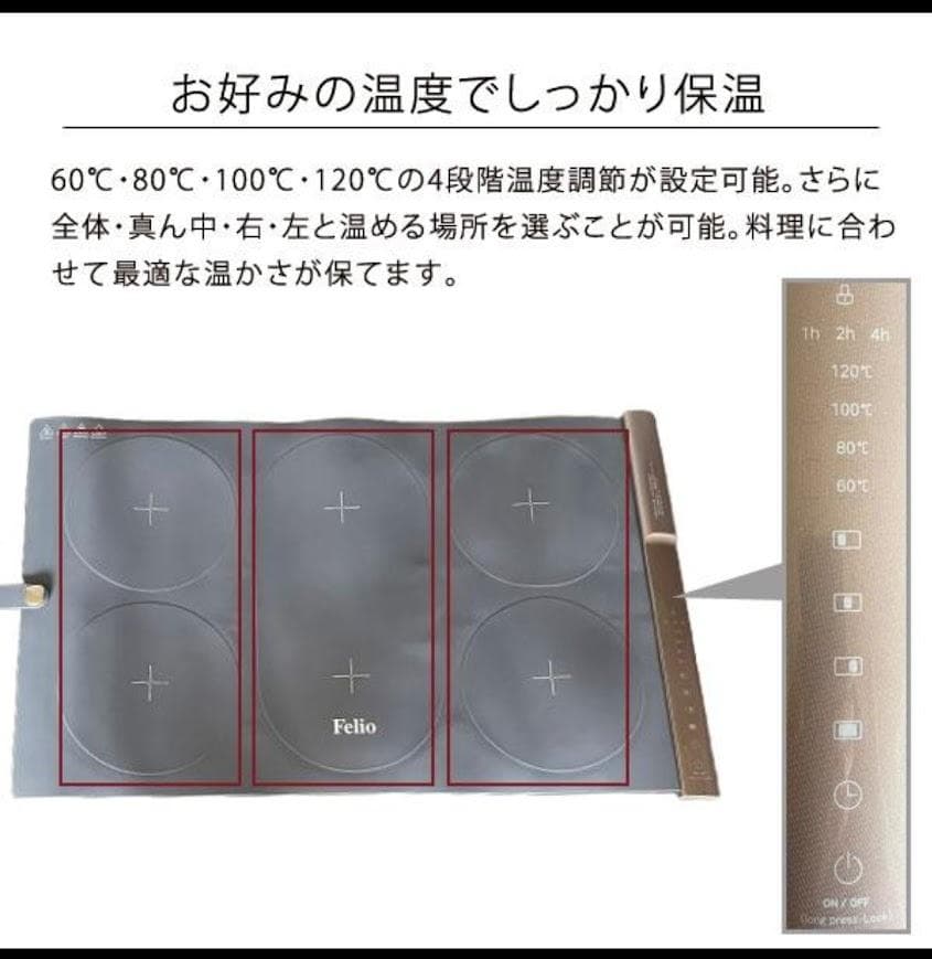 【新品未使用】富士商 Felio 料理が冷めない 保温プレート 大判タイプ