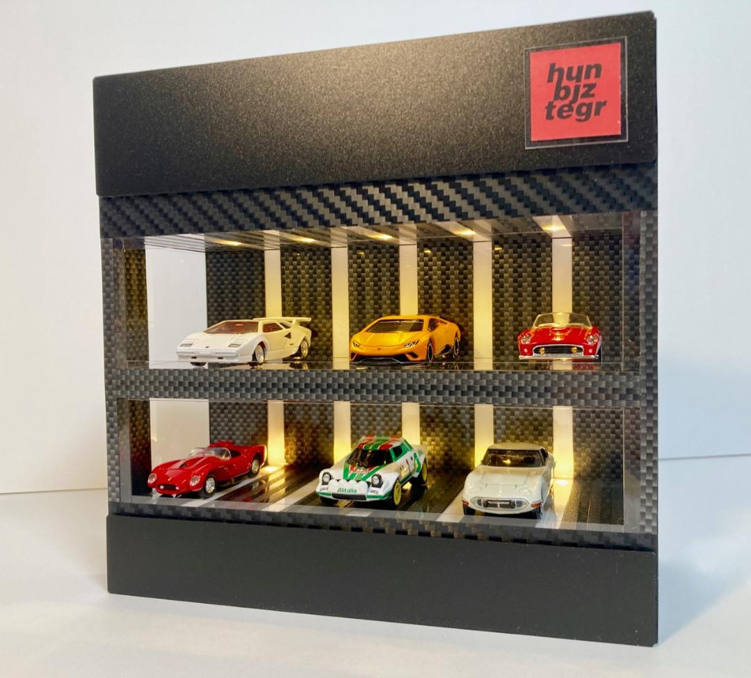 1/64展示10台可能・2種のカーボン・2層式ディスプレーBOX /ネオジオラマ