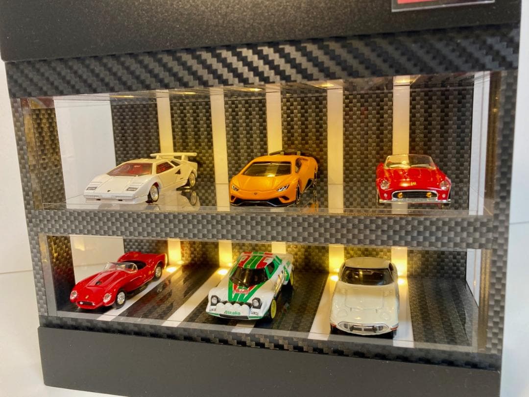 1/64展示10台可能・2種のカーボン・2層式ディスプレーBOX /ネオジオラマ