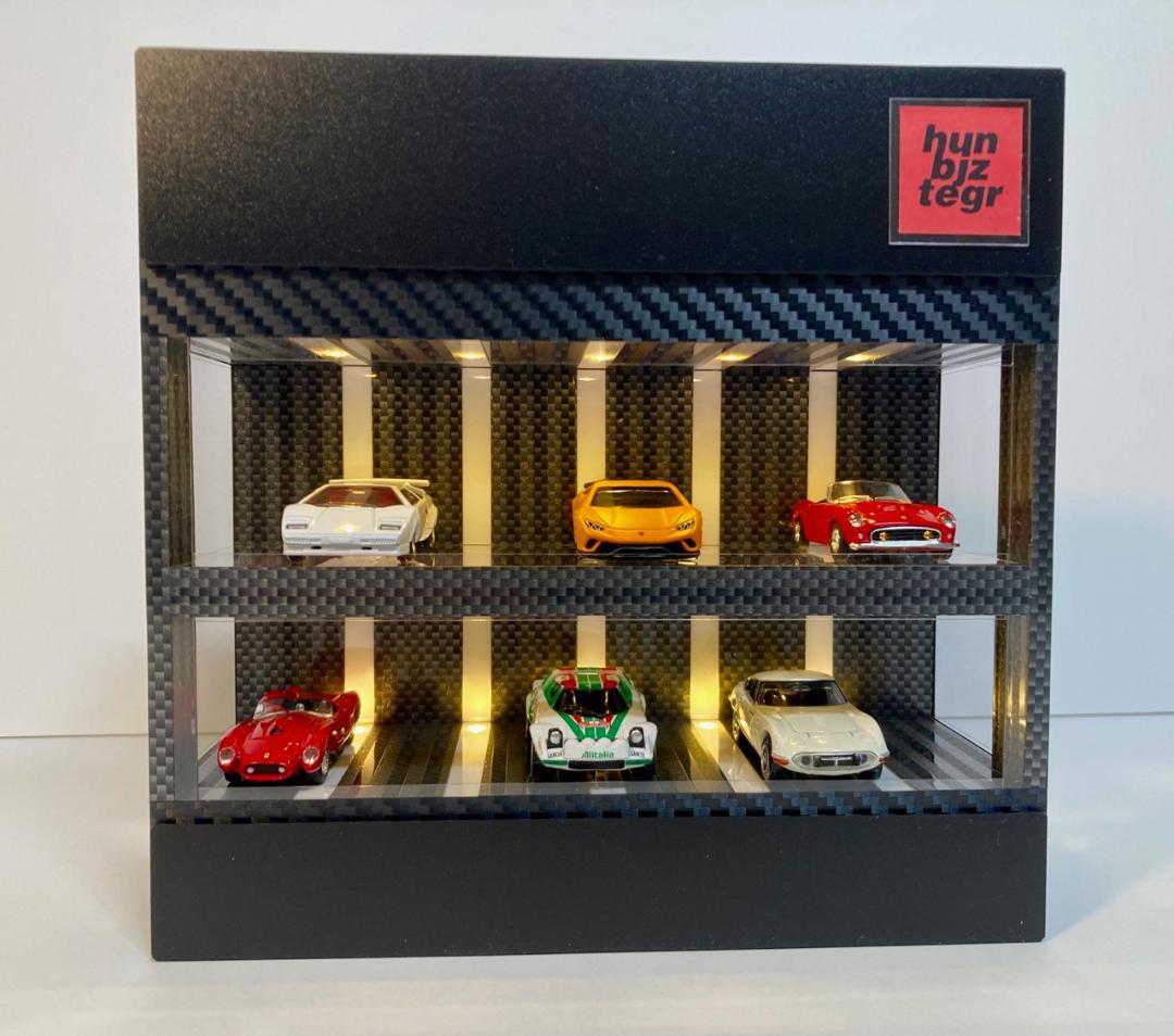 1/64展示10台可能・2種のカーボン・2層式ディスプレーBOX /ネオジオラマ