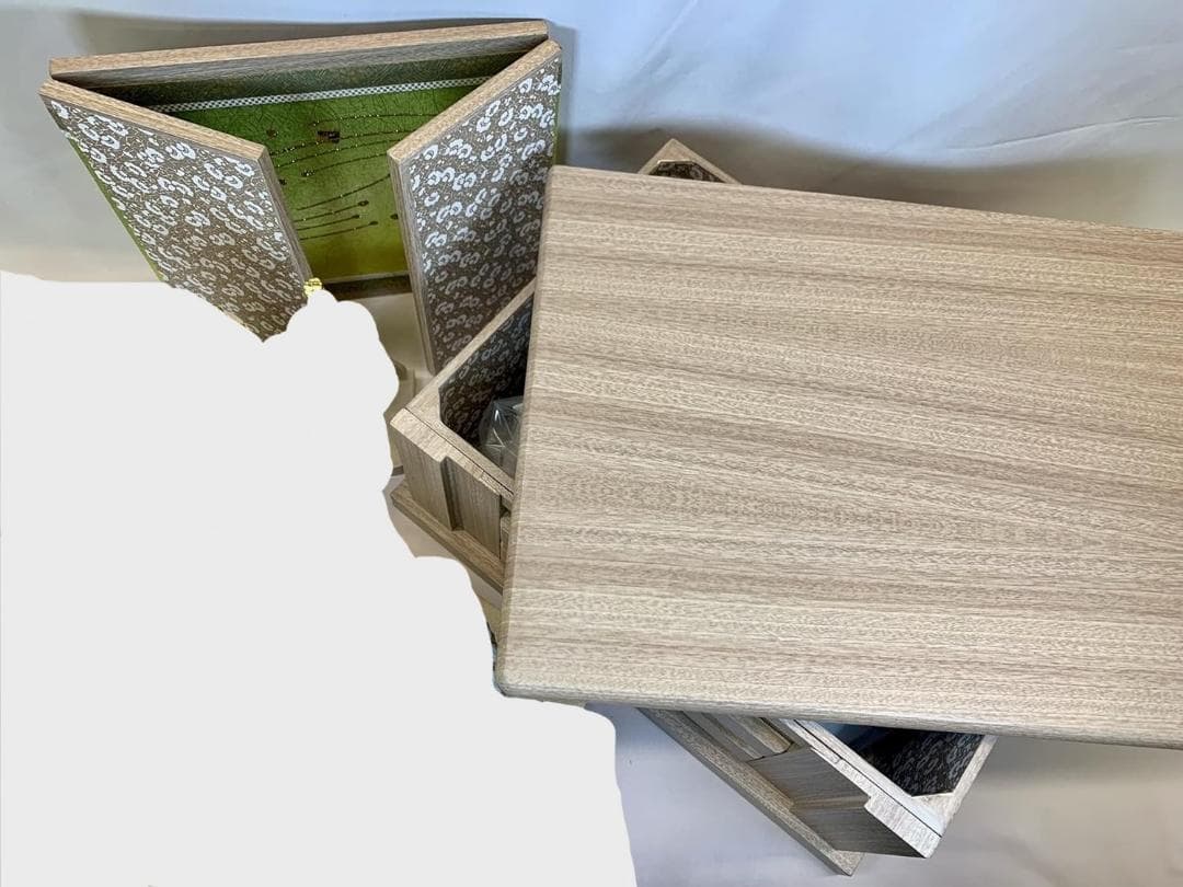 白木収納セット 三曲屏風(緑) F830 飾り台＆屏風のみ 五月人形 兜飾り