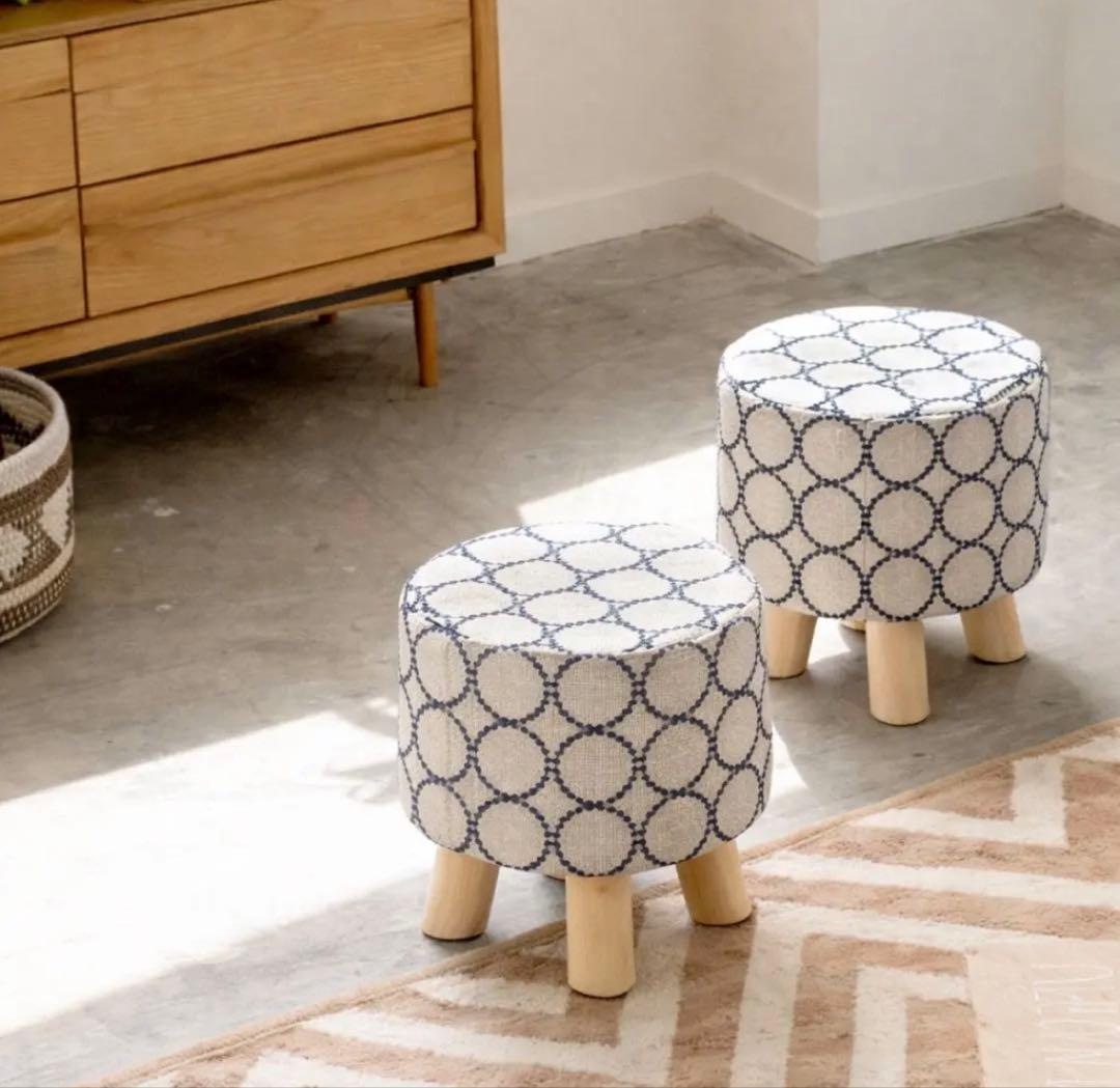 かわいい円形オットマン⭐︎ミナペルホネン⭐︎タンバリン⭐︎ミニスツール⭐︎北欧