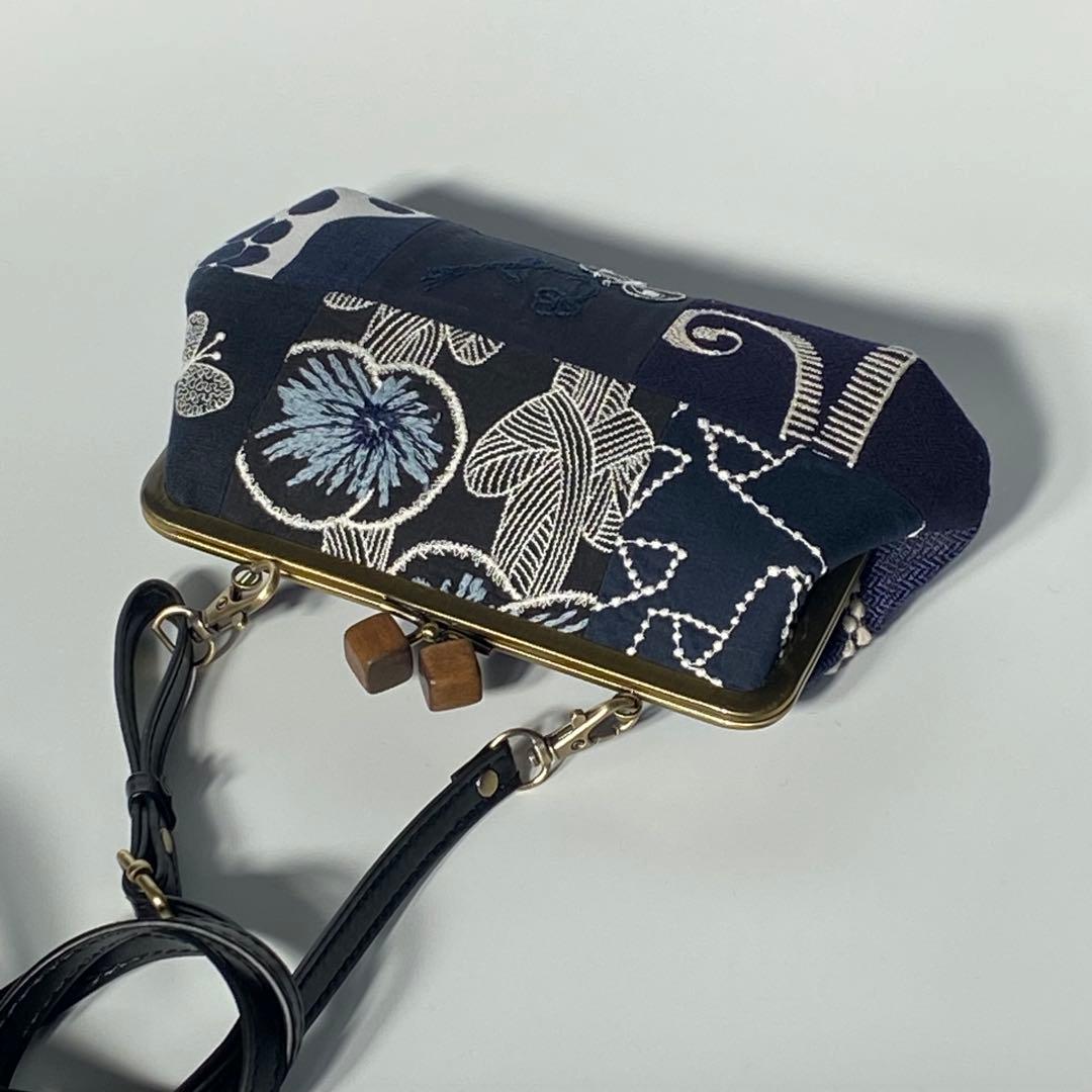 がま口ポシェット＊スマホポシェット＊ハンドメイド＊ミナペルホネン＊はぎれパッチ