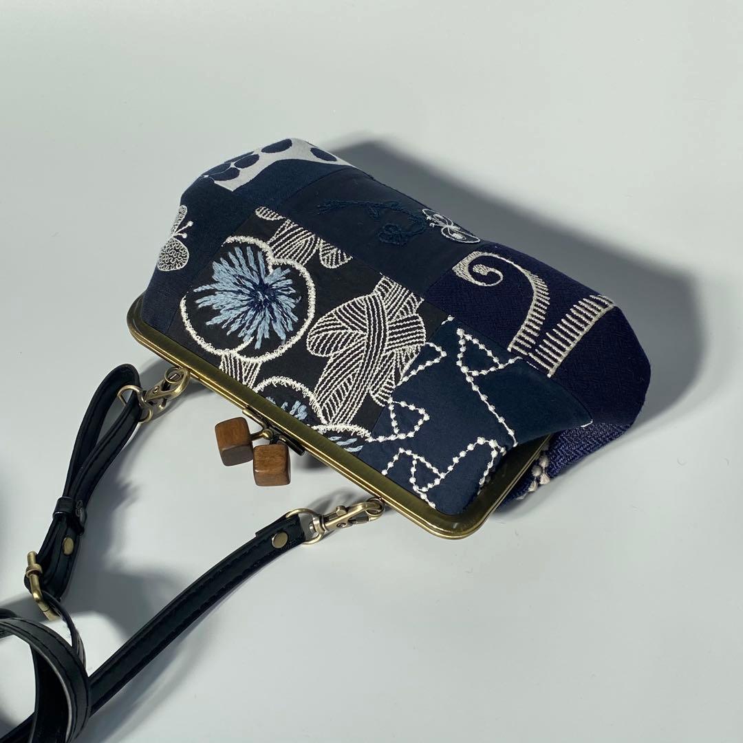 がま口ポシェット＊スマホポシェット＊ハンドメイド＊ミナペルホネン＊はぎれパッチ