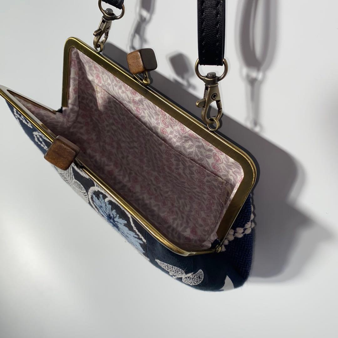 がま口ポシェット＊スマホポシェット＊ハンドメイド＊ミナペルホネン＊はぎれパッチ