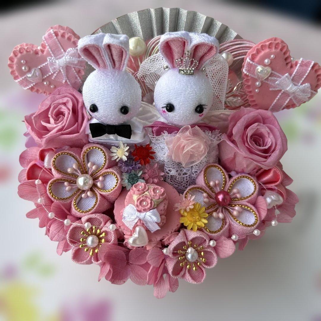 ハンドメイド❣️エンゼルウェディングアレンジ❣️結婚式、記念日❣️ピンク♡♡