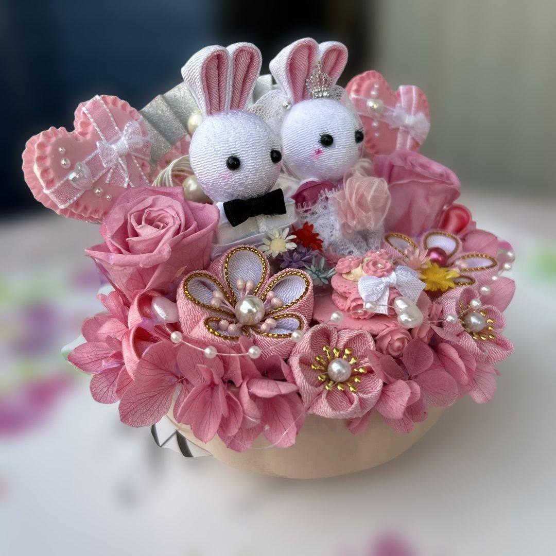 ハンドメイド❣️エンゼルウェディングアレンジ❣️結婚式、記念日❣️ピンク♡♡