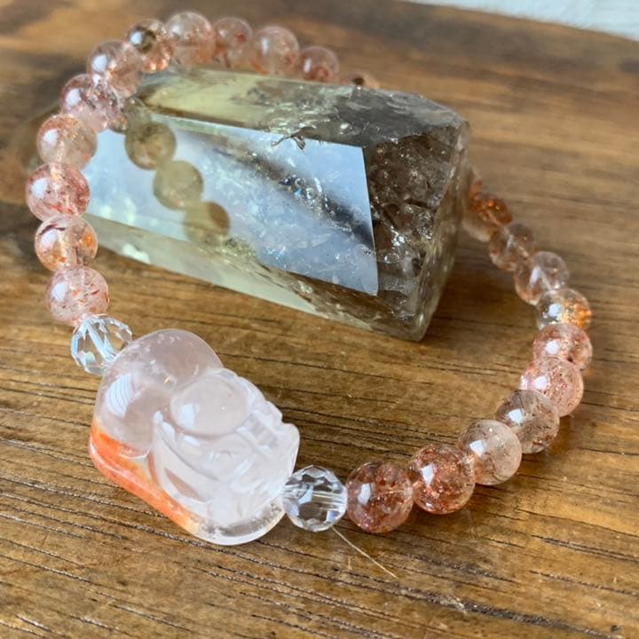 セリサイトインクォーツ貔貅＆マイカサンストーンブレスレット