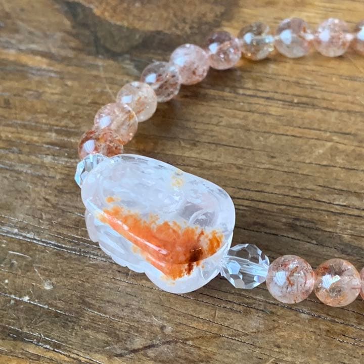 セリサイトインクォーツ貔貅＆マイカサンストーンブレスレット