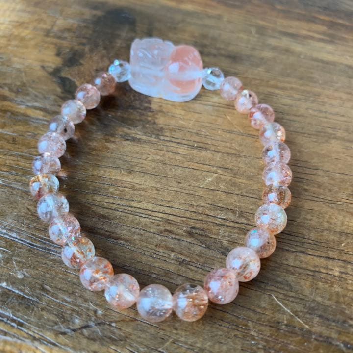 セリサイトインクォーツ貔貅＆マイカサンストーンブレスレット