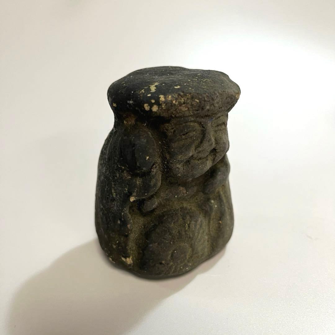 骨董　石彫　小さな大黒天　大黒様　石像　縁起物　民衆仏　田の神様　民芸　民間信仰