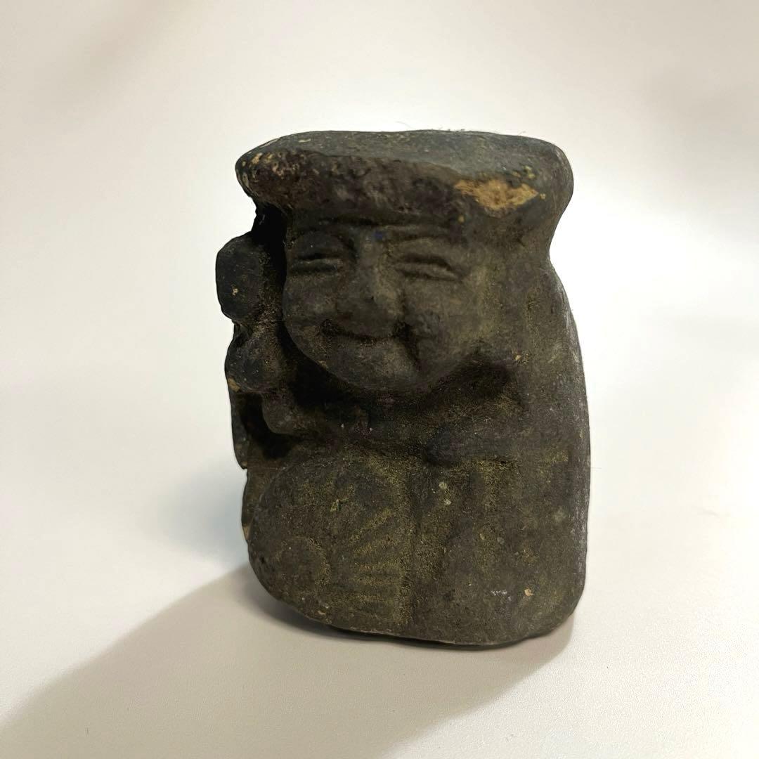 骨董　石彫　小さな大黒天　大黒様　石像　縁起物　民衆仏　田の神様　民芸　民間信仰