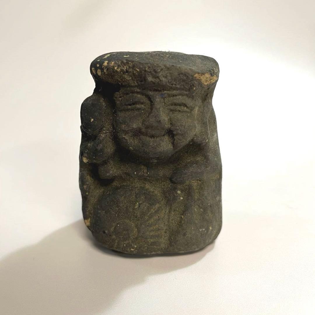 骨董　石彫　小さな大黒天　大黒様　石像　縁起物　民衆仏　田の神様　民芸　民間信仰