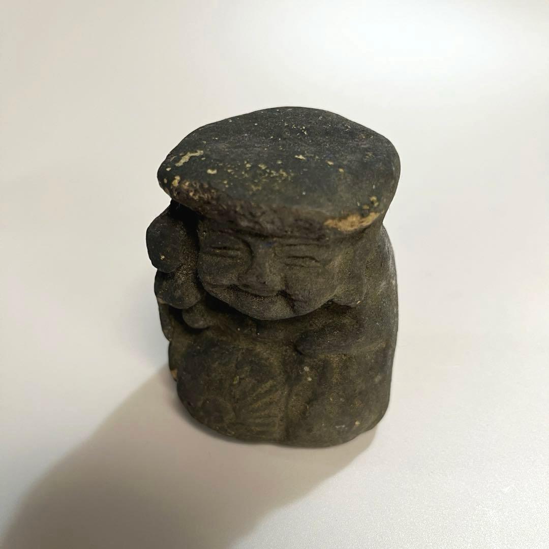 骨董　石彫　小さな大黒天　大黒様　石像　縁起物　民衆仏　田の神様　民芸　民間信仰
