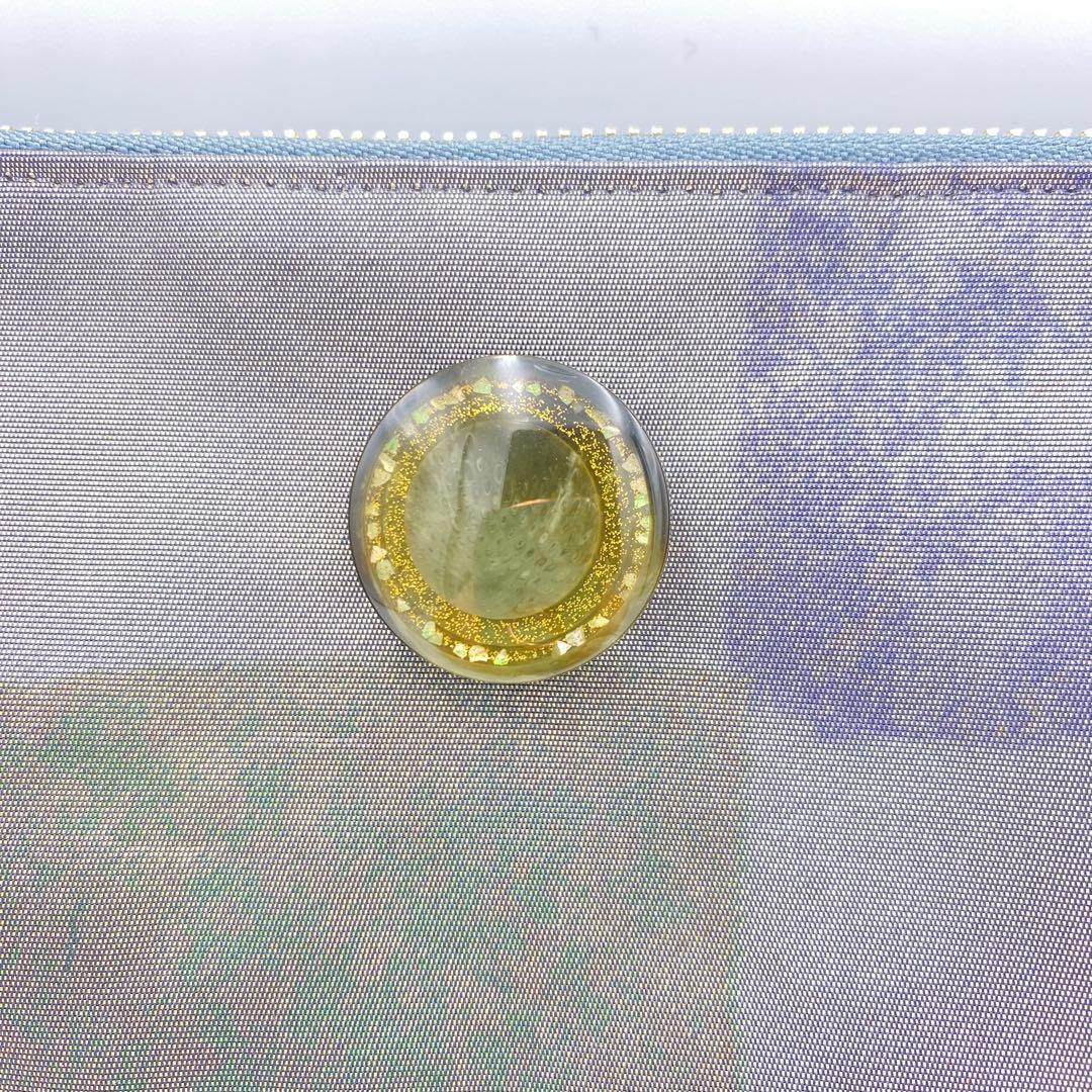 メタリックシルバー　正絹帯リメイクバッグ市松　横長ショルダー&クラッチ2ウェイ