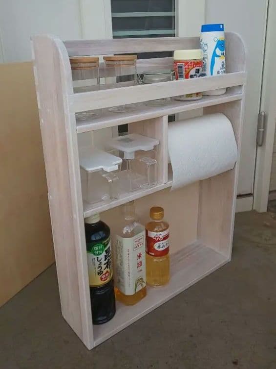 木製スパイスラック、キッチンペーパーホルダー