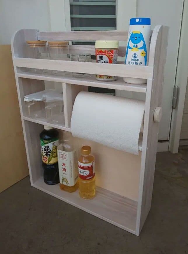 木製スパイスラック、キッチンペーパーホルダー