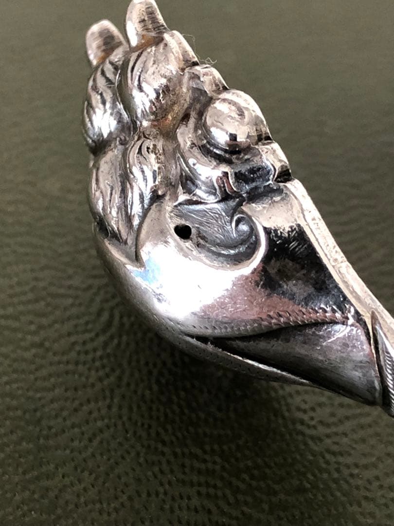 フランス アンティーク　純銀製　獣足　トング　ミネルヴァ　手彫り装飾　ビンテージ