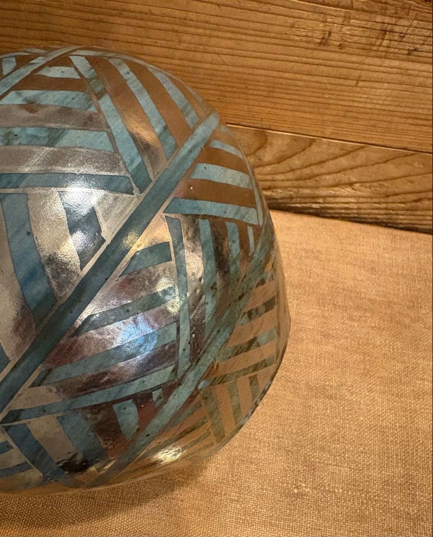 2点おまとめ　松崎健　呉須釉白金彩更紗文壷　共箱　未使用品