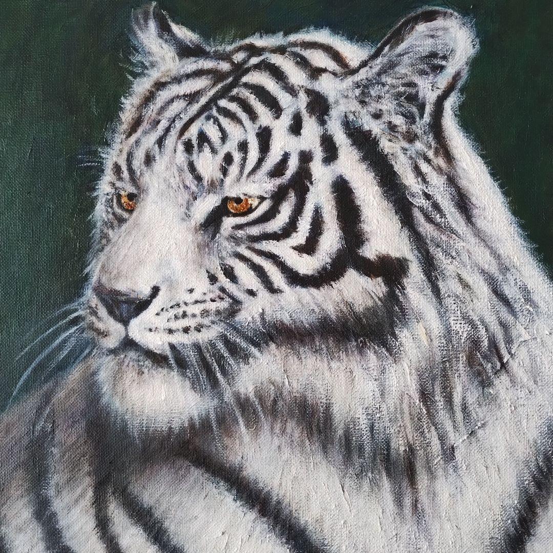 白虎　妨論 油彩画　金額発送