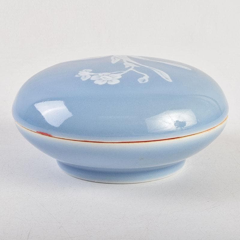 中国　上海西冷印社　花文　景徳鎮製款　光明朱砂印泥　肉池　U　R9153