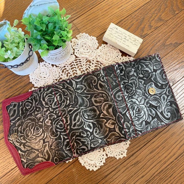 ご確認用　バイブル システム手帳 牛革 薔薇型押し　手帳カバー　B6 バラ