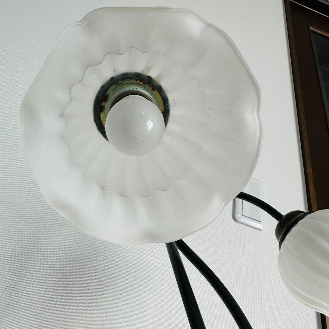 【アンティーク品/テーブルランプ】 乳白 ライトスタンド レトロ 照明