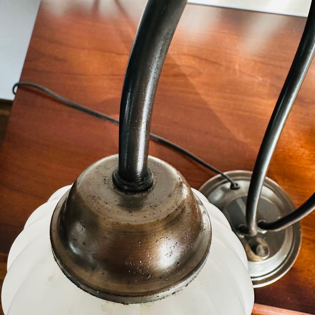 【アンティーク品/テーブルランプ】 乳白 ライトスタンド レトロ 照明