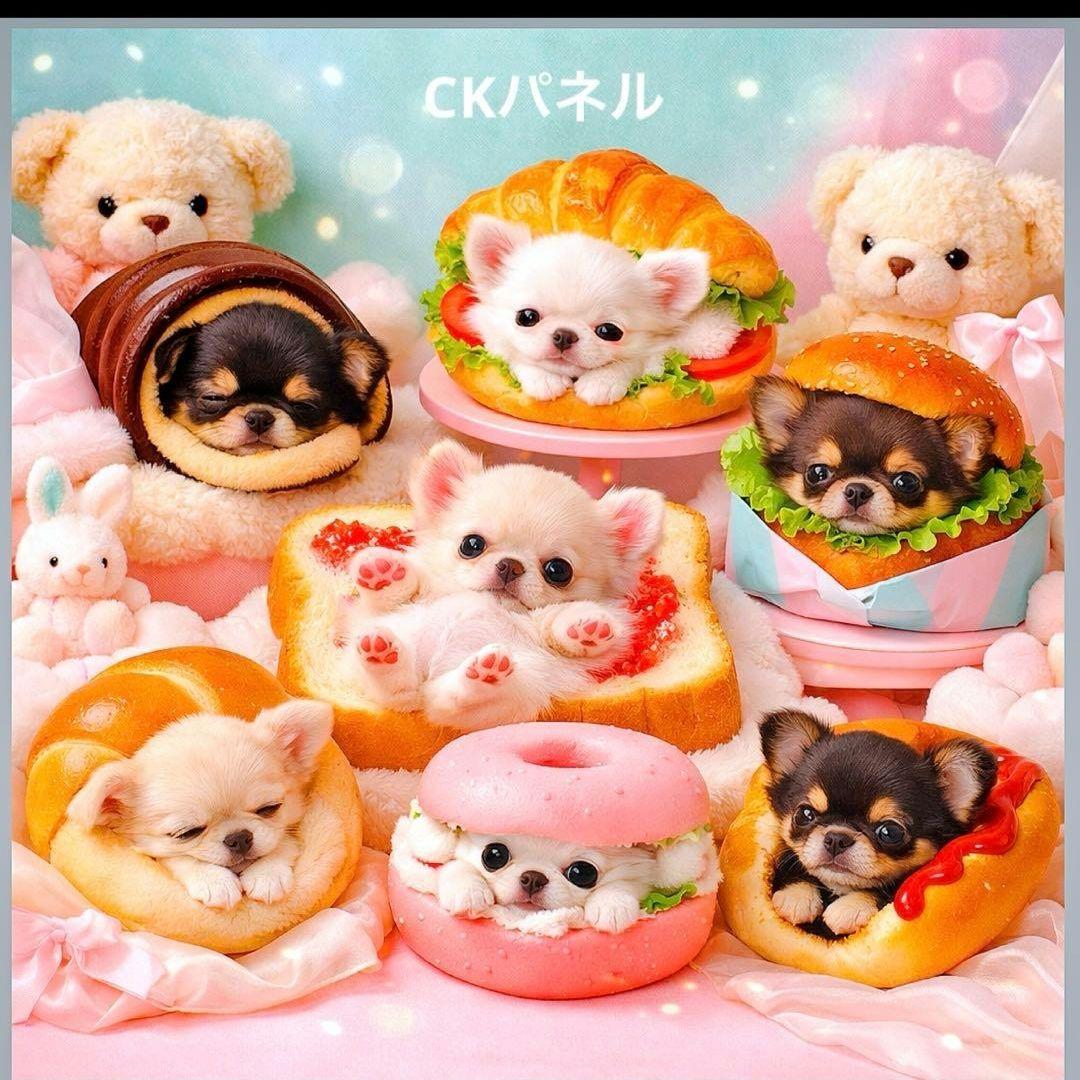 激レアチワワパネル生地　ハンドメイド　片面パネルフラットポーチ