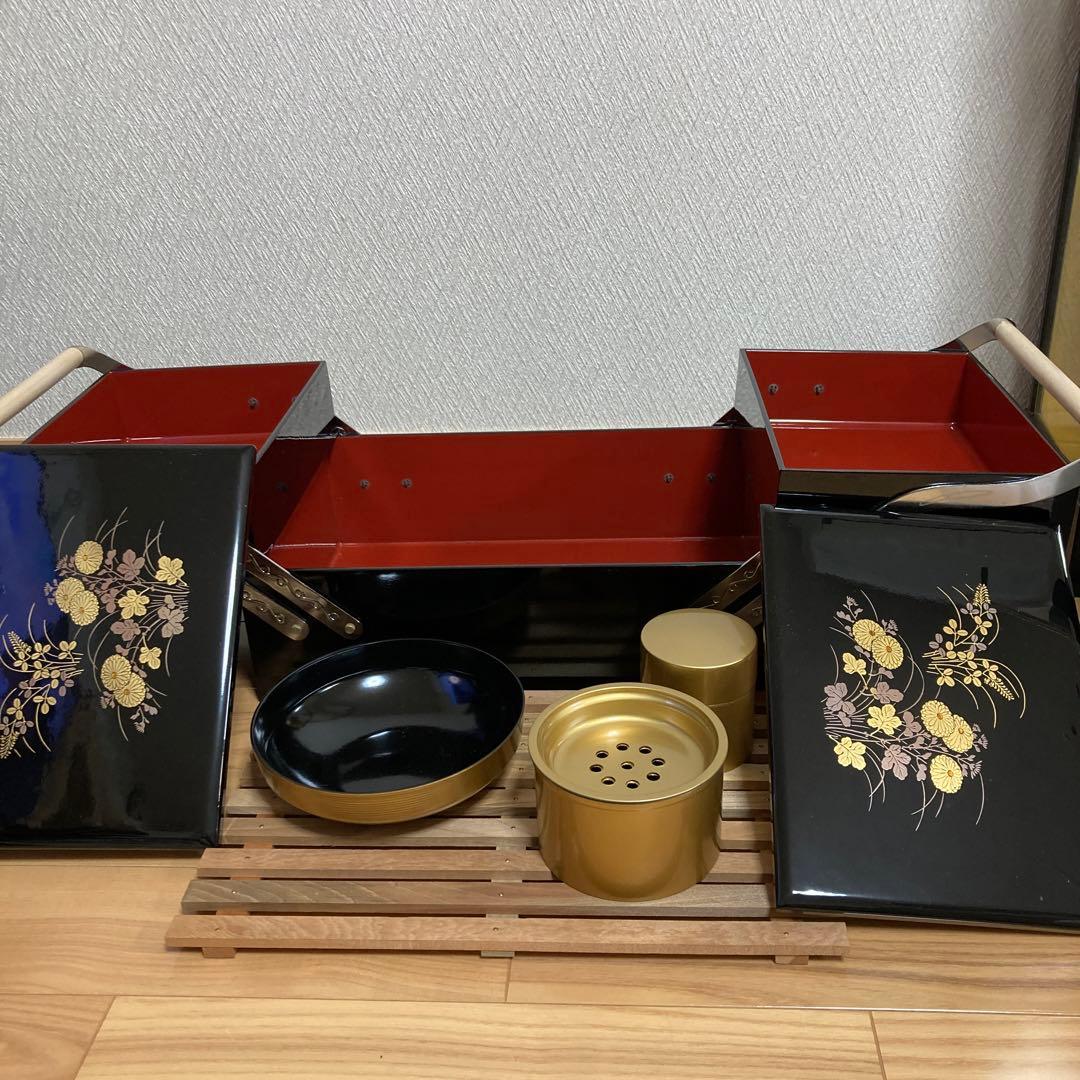 【特価】会津塗り　漆器　お道具箱　お茶道具　小物　未使用　お正月