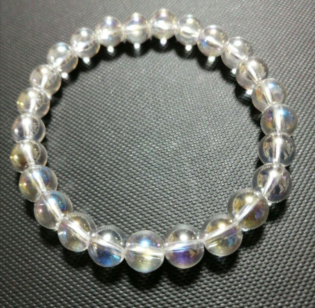 天然石✨【オーロラ水晶】ブレスレット　ハンドメイド⑦