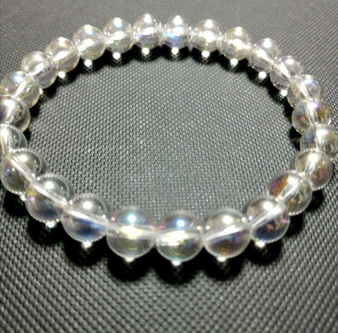 天然石✨【オーロラ水晶】ブレスレット　ハンドメイド⑦