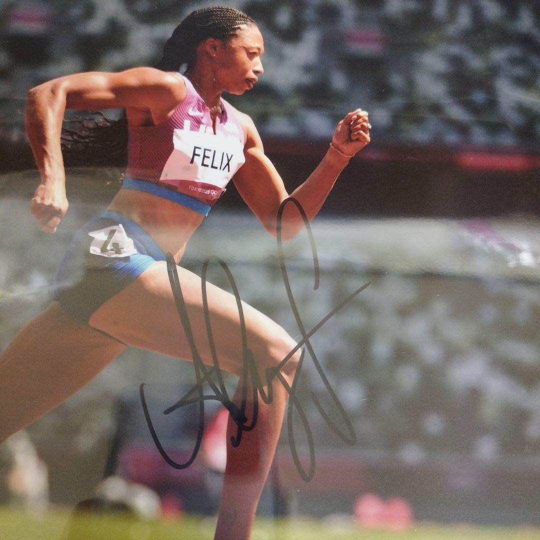 オリンピック陸上短距離金メダリスト　アリソン・フェリックス　直筆サイン入りフォト