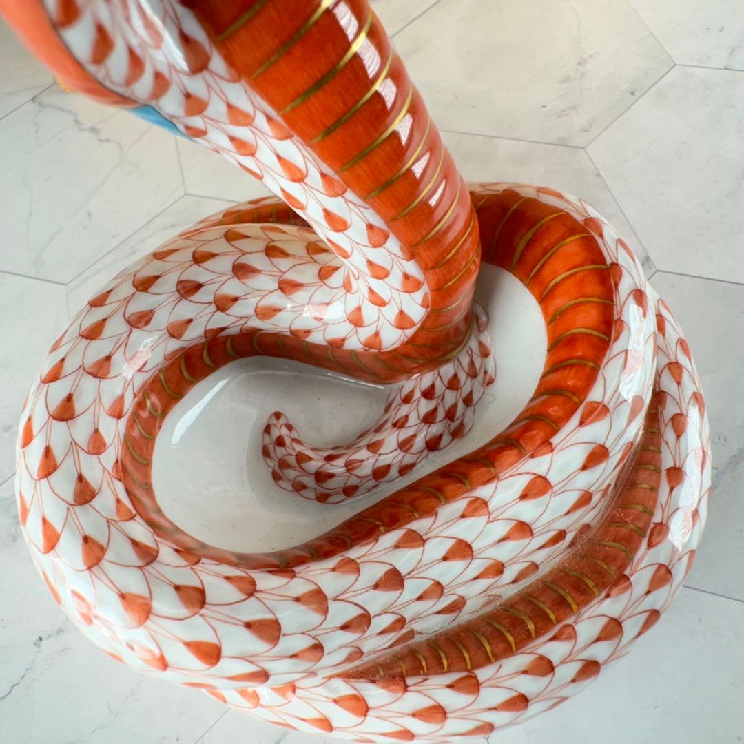 DA1295 ヘレンド　herend 蛇　ヘビ　コブラ　置物　陶器　フィギュリン