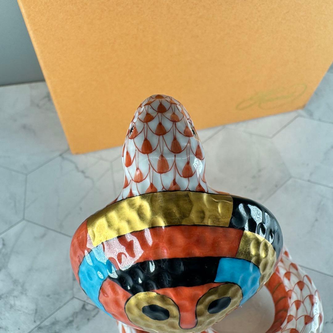 DA1295 ヘレンド　herend 蛇　ヘビ　コブラ　置物　陶器　フィギュリン