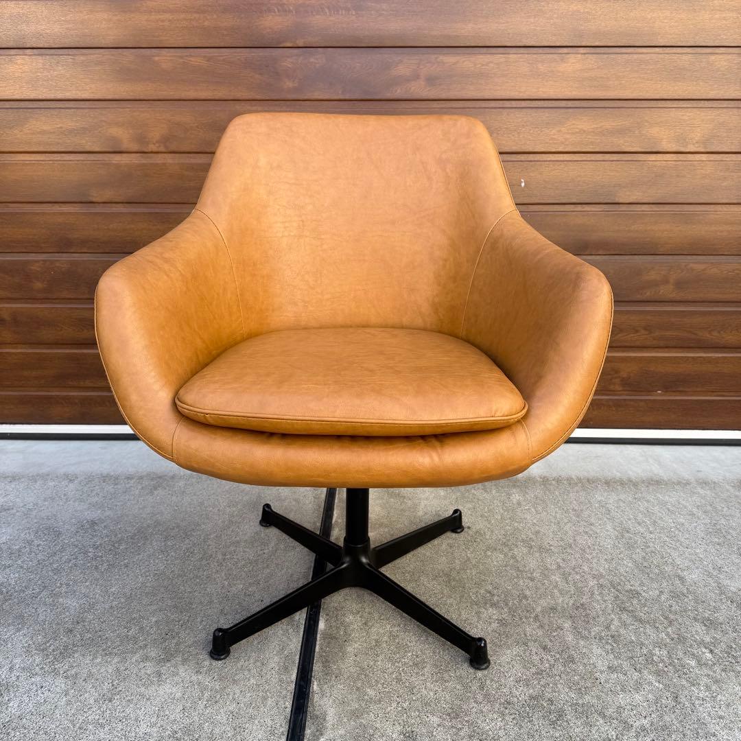 美品 SWITCH Cosmic Chair シルバーX脚 レザー キャメル