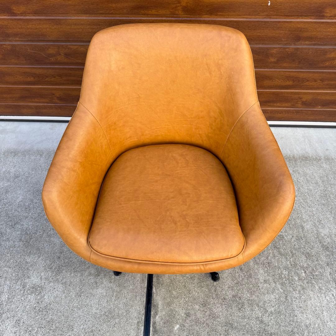 美品 SWITCH Cosmic Chair シルバーX脚 レザー キャメル