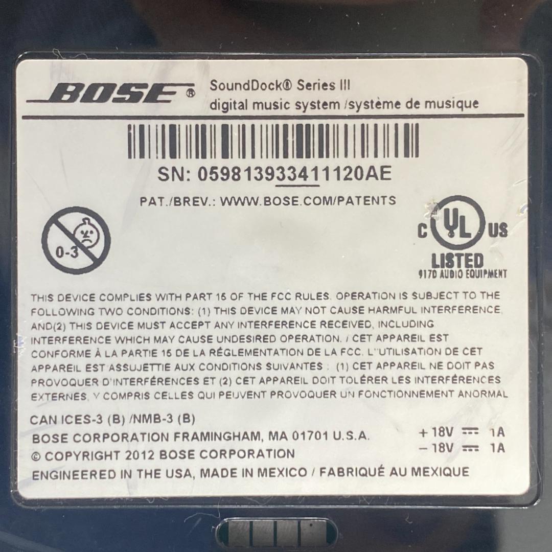 BOSE SoundDock SeriesIII 稼働品 リモコン 電源ケーブル