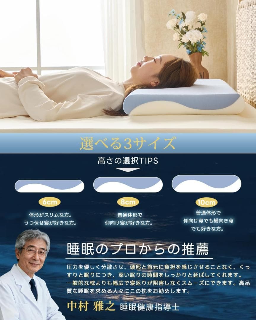 fuwawa 枕 首が痛くならない 低め 低反発(70*42*10) 1016
