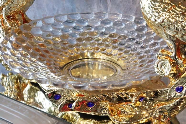 コンポート クジャク オブジェ 置物 ゴールド 風水 金運 縁起物