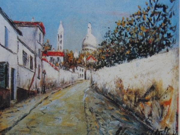 ユトリロ、アヴル ボアール通り、希少画集画、高級額装付