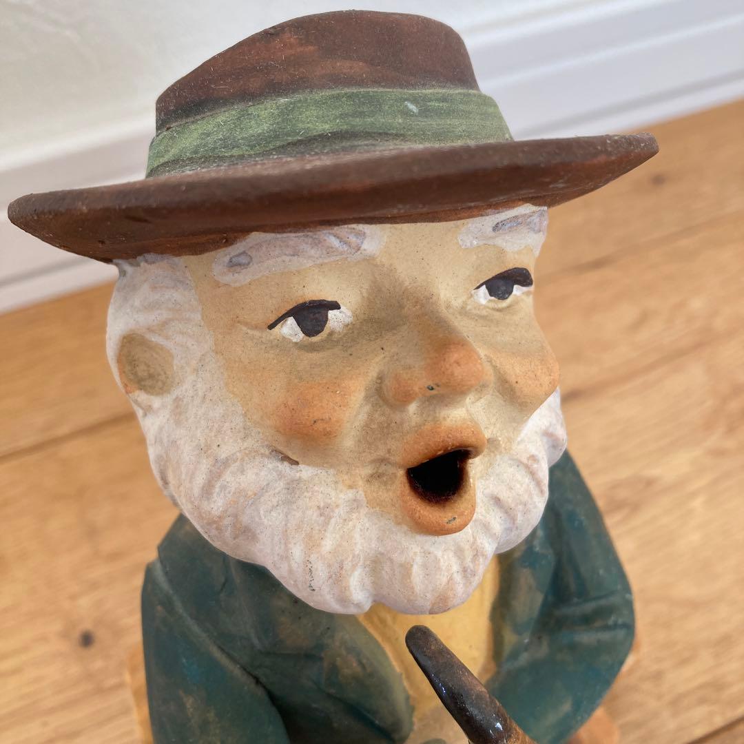 煙出し人形 パイプおじさん 香炉　お香立て　陶器製　置き物　ヴィンテージ