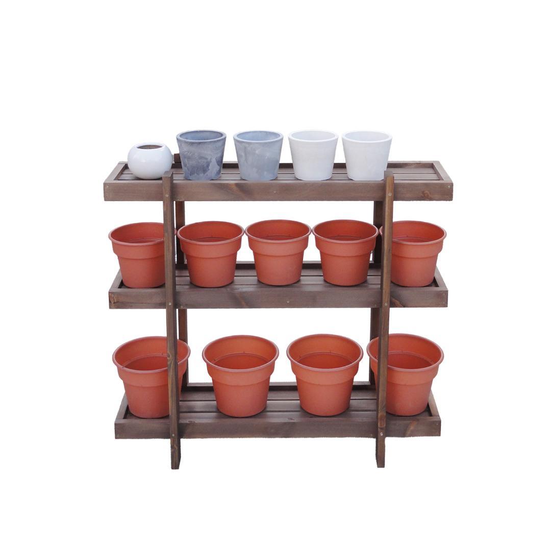 65㎝【浅型】3段フラワースタンド【3～5号鉢用】　プランターラック　鉢台　花台