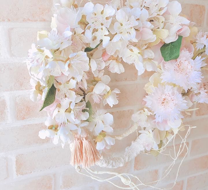 光触媒加工/春を彩る花/桜&ニゲラのリース♡アーティフィシャルフラワー（1点物）