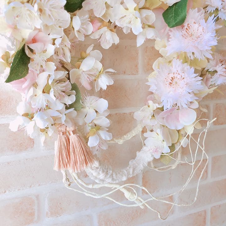 光触媒加工/春を彩る花/桜&ニゲラのリース♡アーティフィシャルフラワー（1点物）