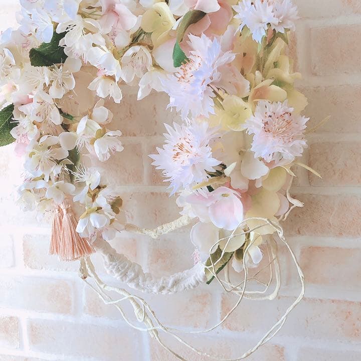 光触媒加工/春を彩る花/桜&ニゲラのリース♡アーティフィシャルフラワー（1点物）