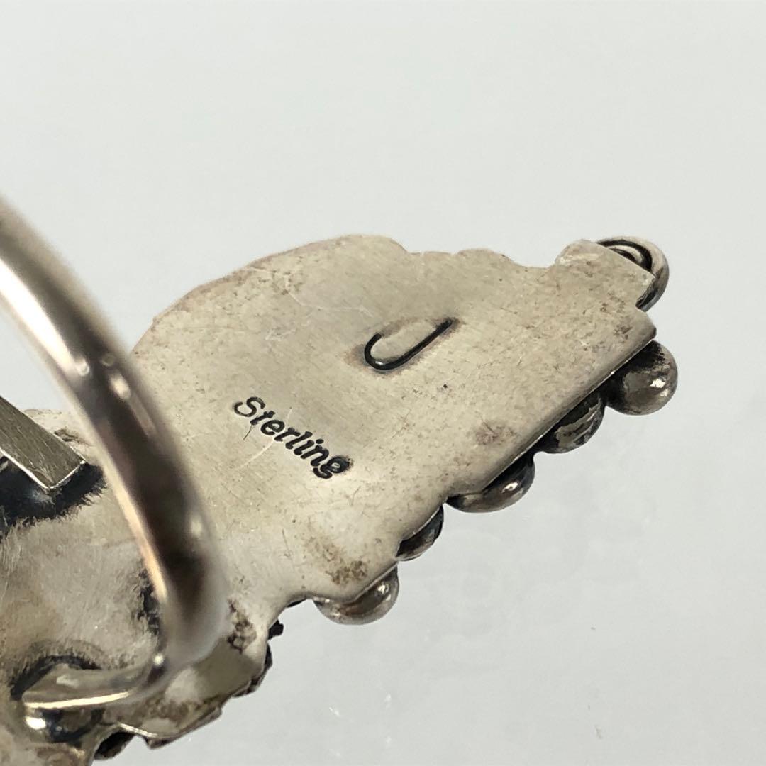 希少 ナバホ族 アップリケ スターリングシルバー リング リーフ フラワー