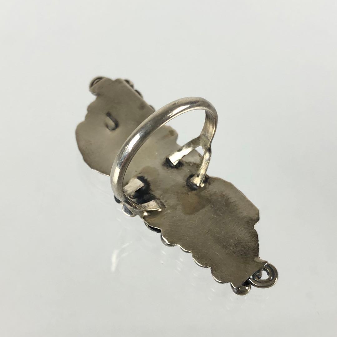 希少 ナバホ族 アップリケ スターリングシルバー リング リーフ フラワー