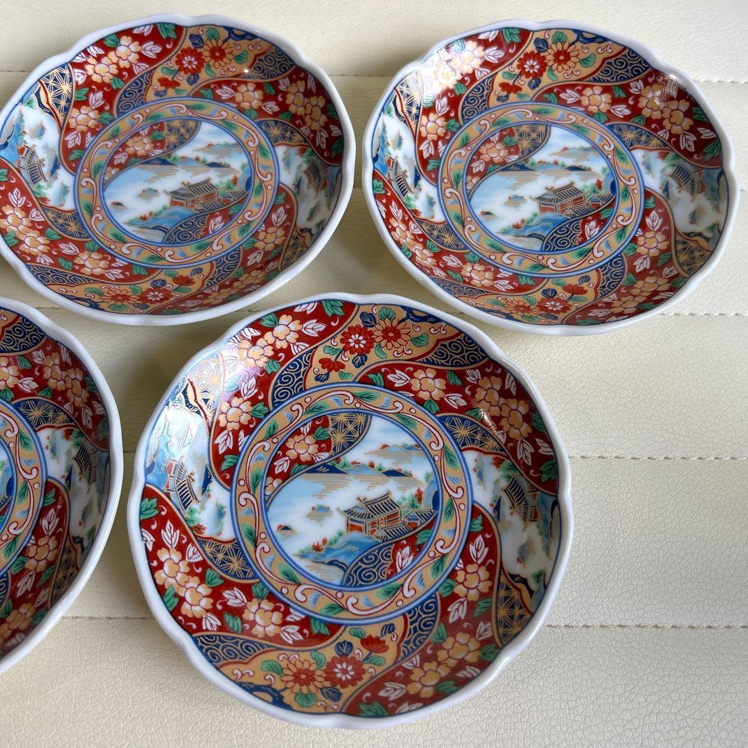 三洋陶器　龍峰窯　金彩古伊万里　小皿揃　5枚セット　金彩　染錦　銘々皿　色絵